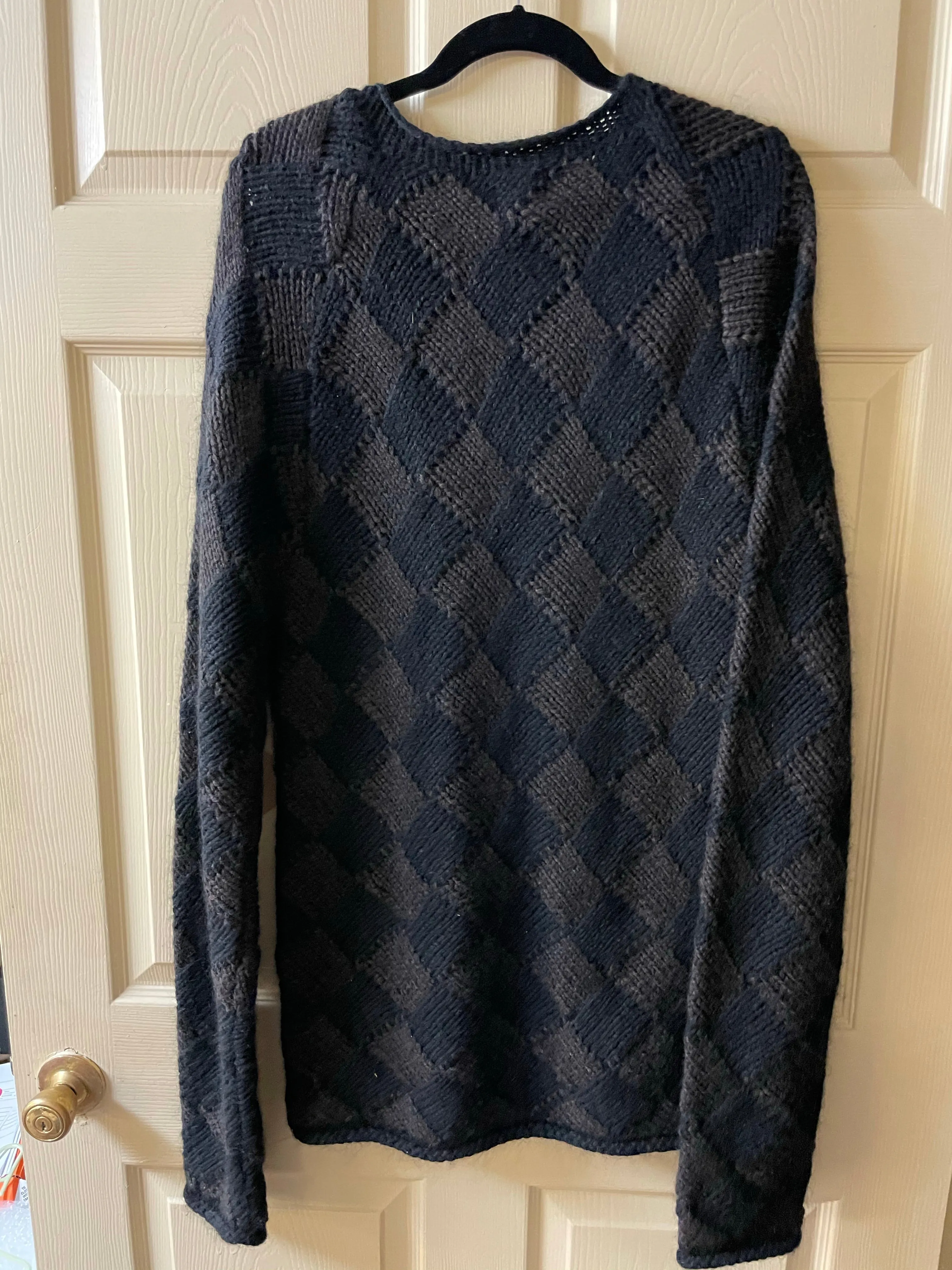 € NEW Mens XLarge EARL JEAN Lambs Wool Sweater Black Checkered  Long Sleeve NWT