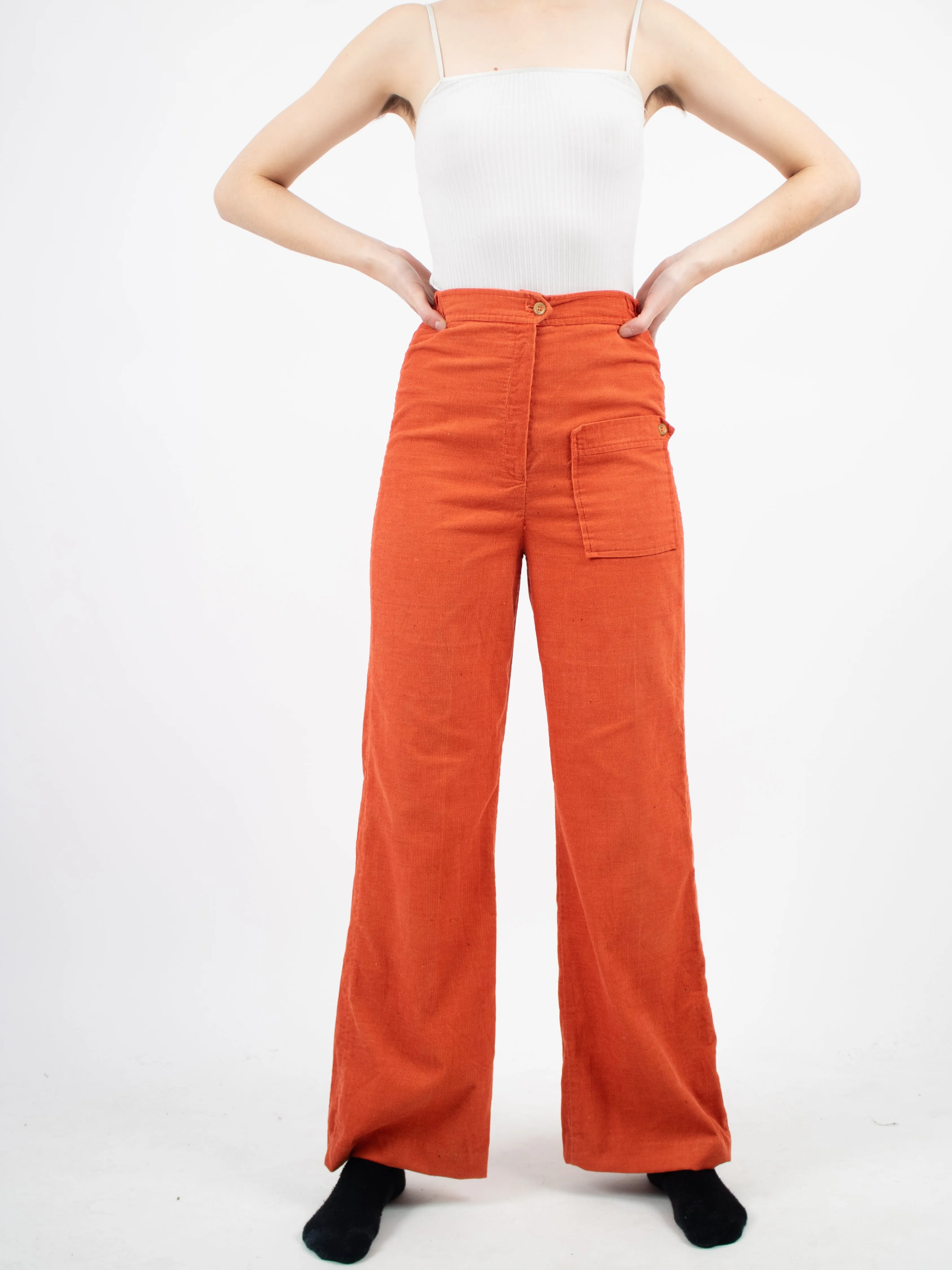 1970's Jantzen orange cord flare pants