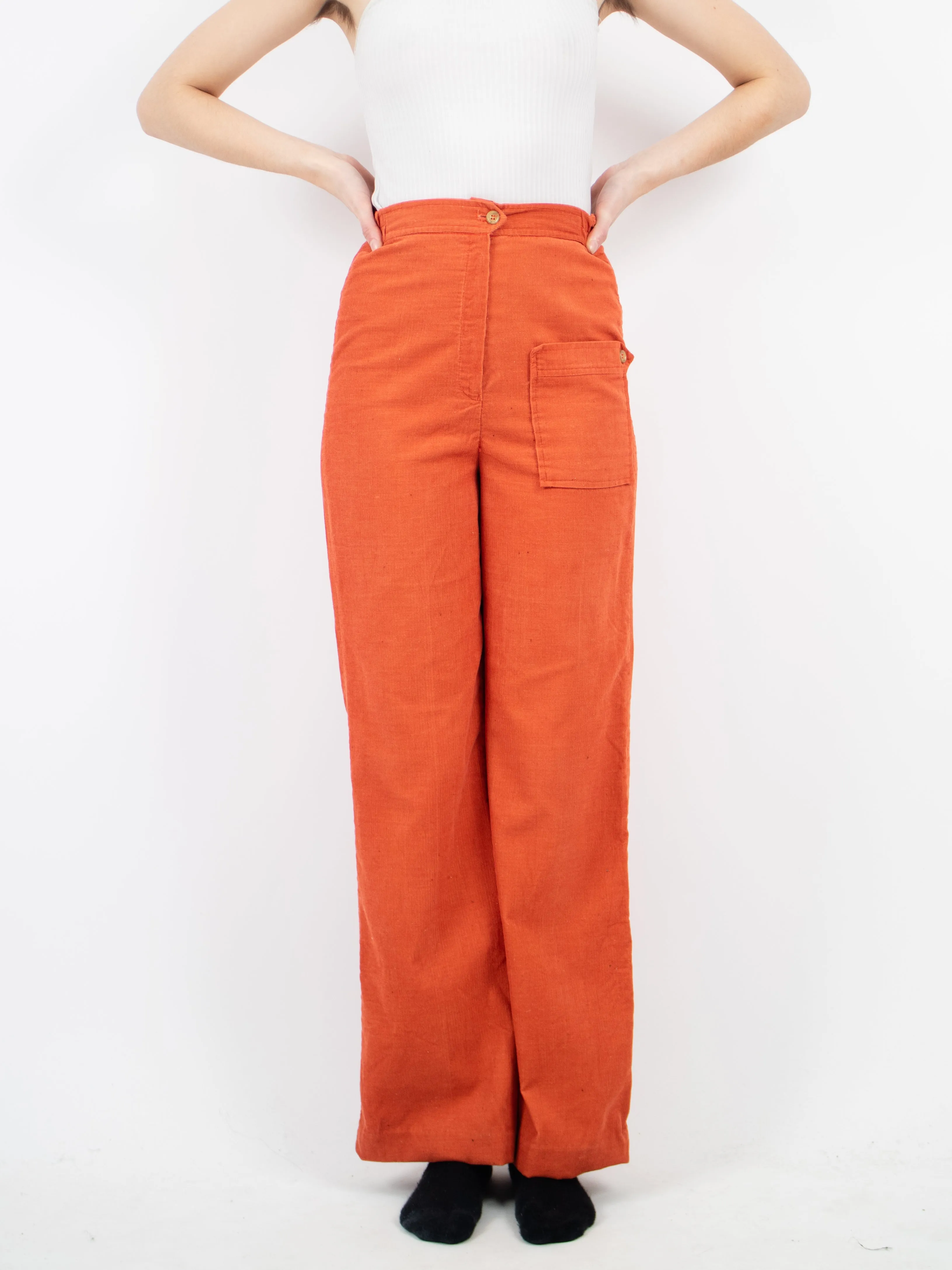 1970's Jantzen orange cord flare pants