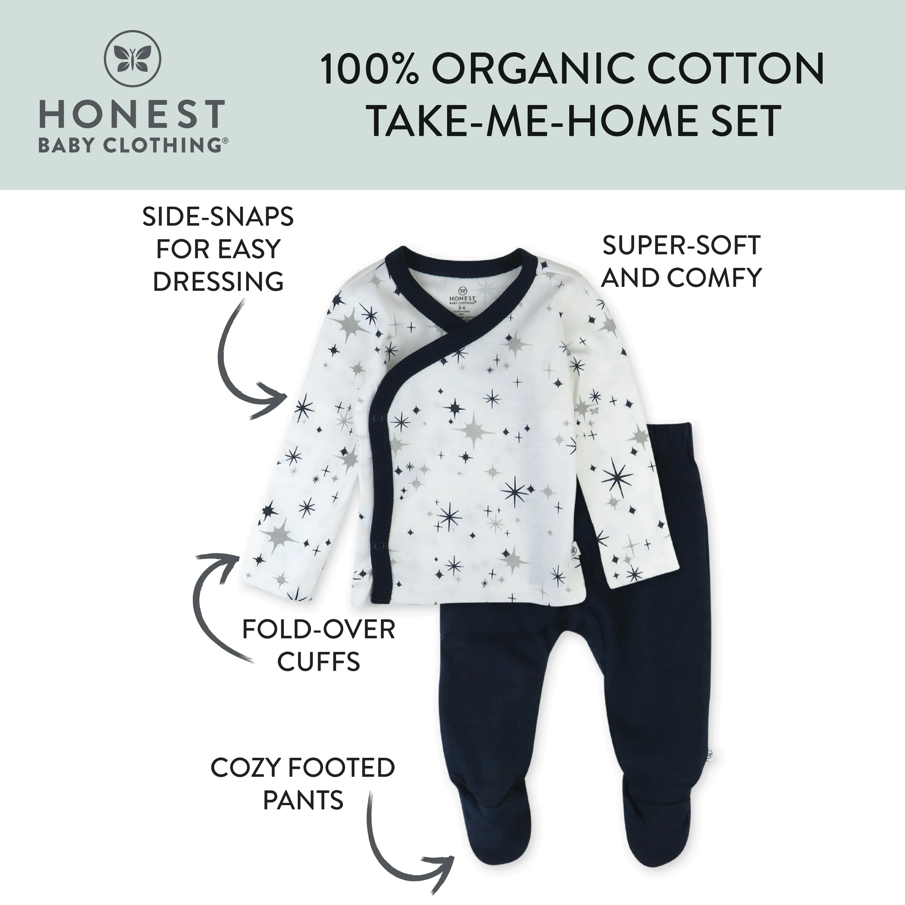 2-Piece Take-Me-Home Side-Snap Top and Pant Set