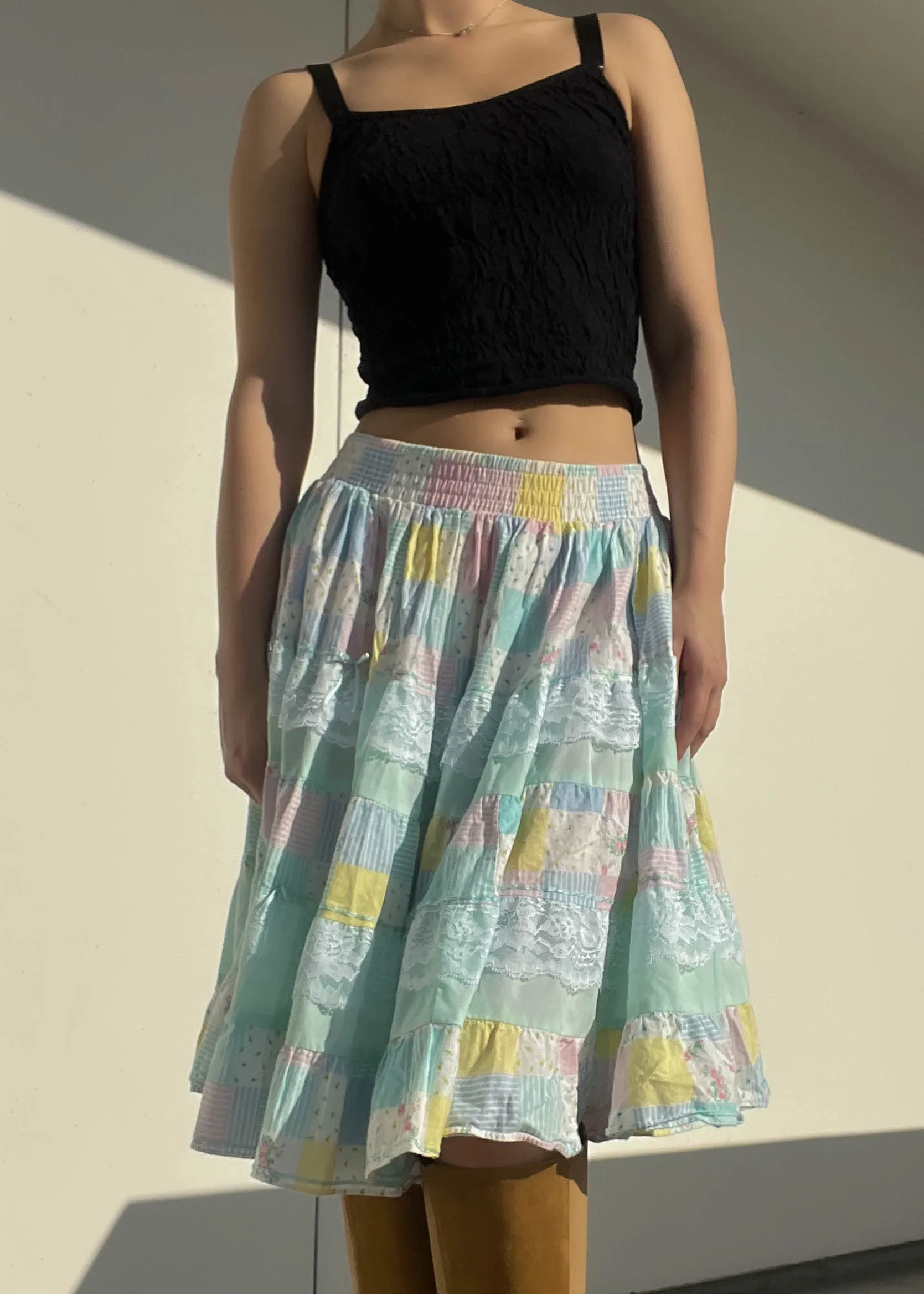 90's Pastel Plaid Midi (M)