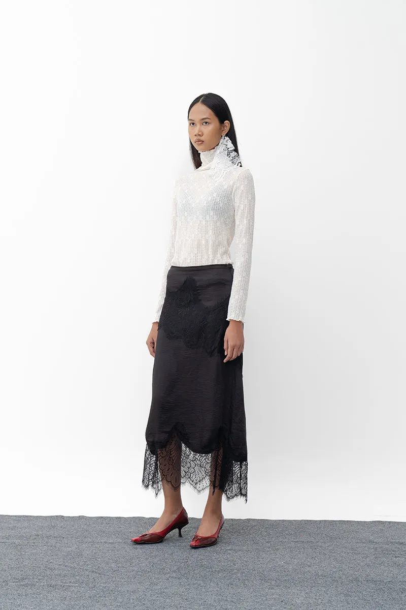 ADENA BLACK MIDI SKIRT