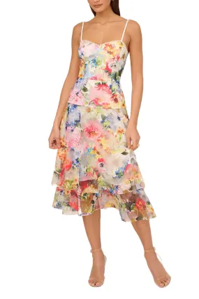 Adrianna Papell Printed Embroidered Fit & Flare Dress