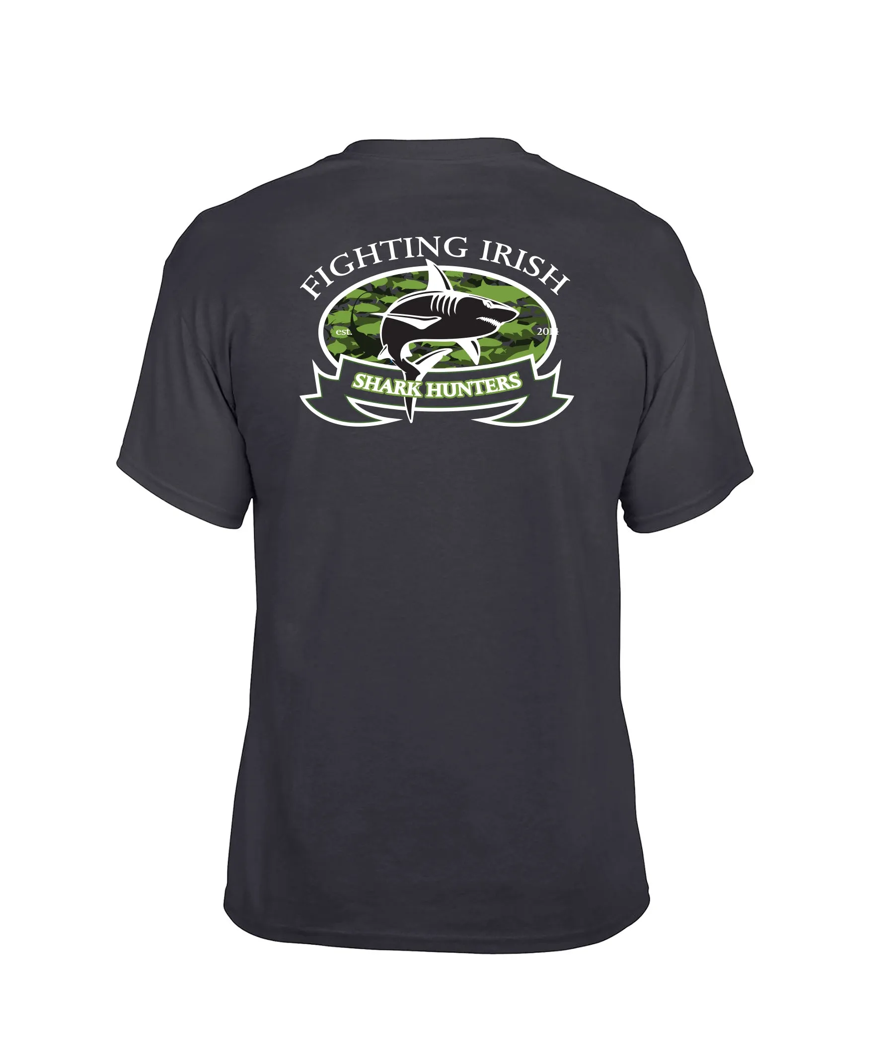 Adult Black Fighting Irish Shark Hunters Short Sleeve