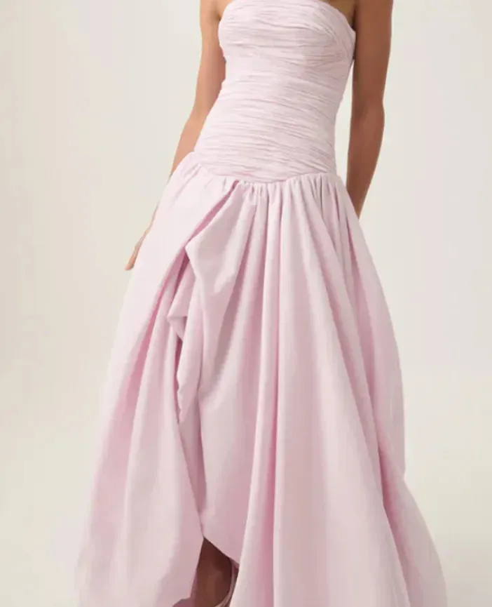 Aje Violette Bubble Hem Maxi Dress - Pastel Pink