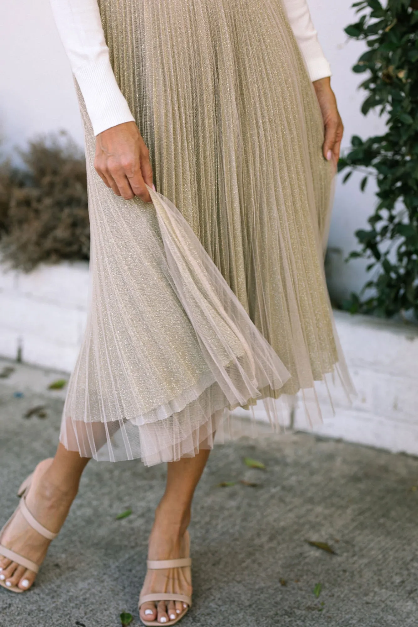 Alice Pleated Tulle Midi Skirt