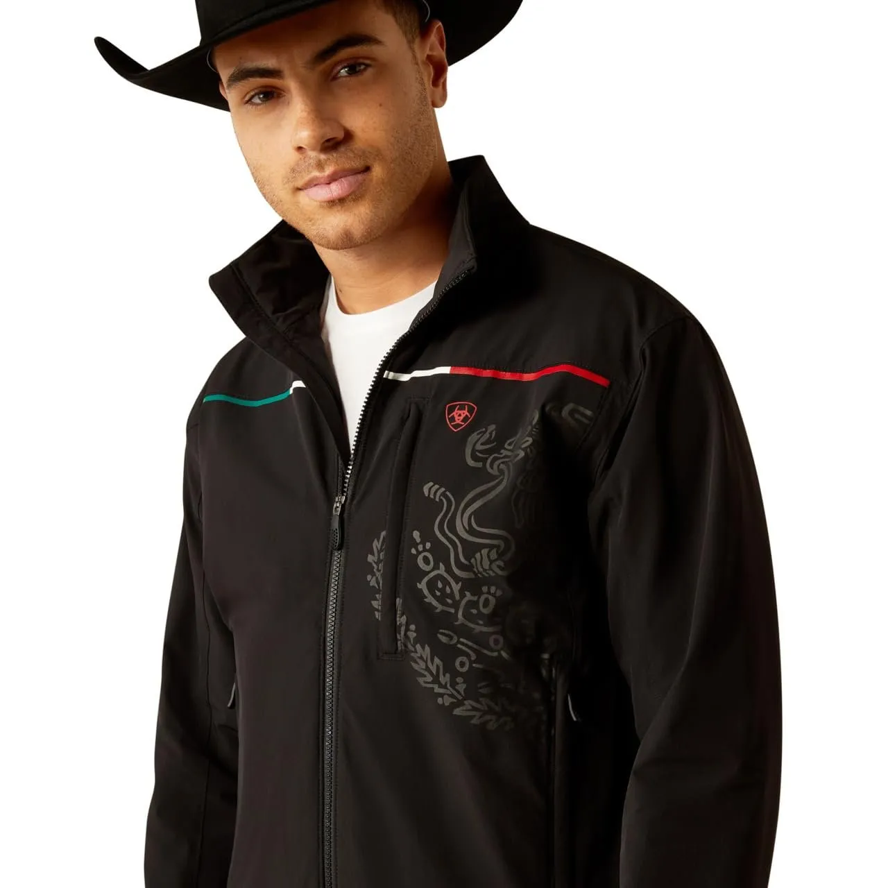 Ariat Men's Pioneer Stretchshell Mexico Jacket, Black