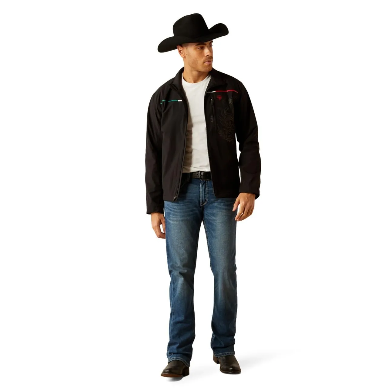 Ariat Men's Pioneer Stretchshell Mexico Jacket, Black