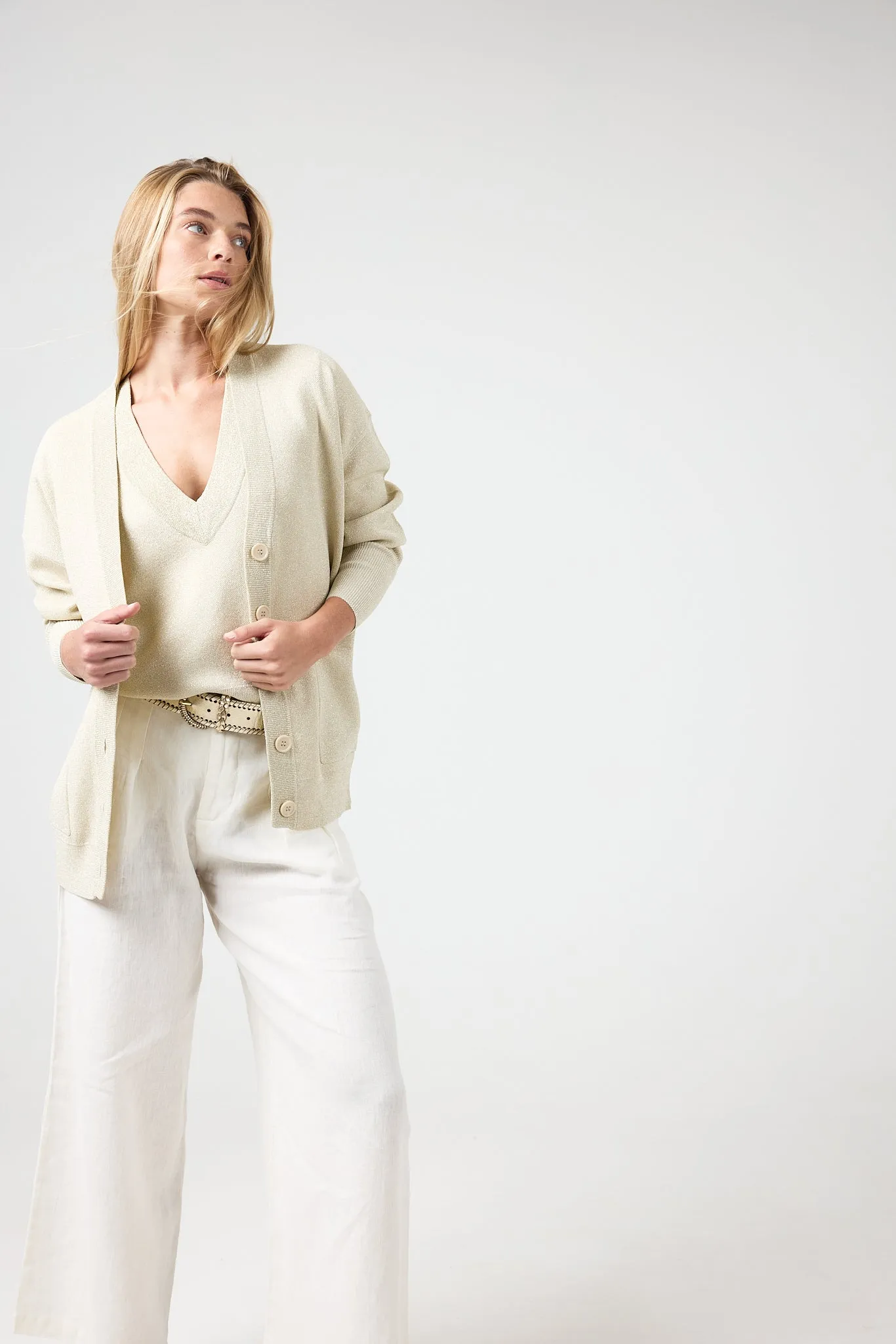 Aspen Lurex Cardigan - Gold