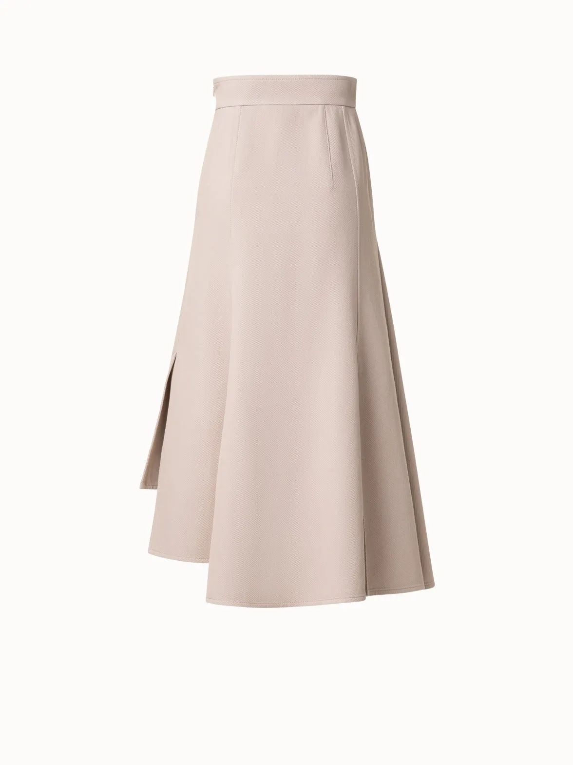 Asymetrical Midi Skirt in Cotton Double-Face