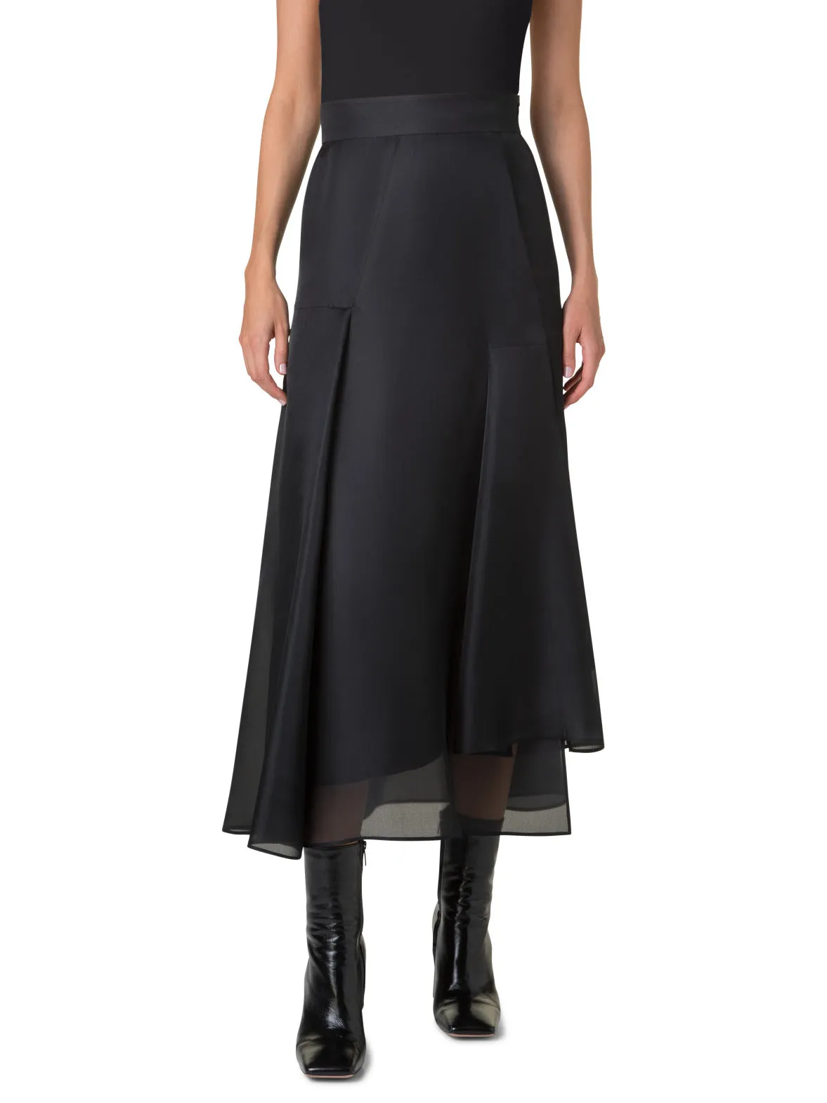 Asymetrical Midi Skirt in Silk Organza