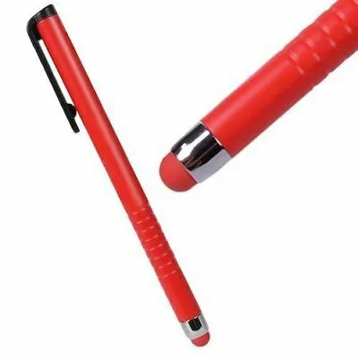 Atomic Micro Slim Red Stylus for Smart Phone / Tablet w/Rubber Tip & Pocket Clip