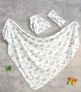 Baby Rainbow Print Wrap Set