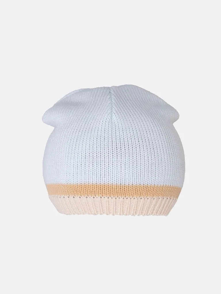 Baby Unisex 3-piece Striped Knitted Gift Box Set - Baby Blue & Beige