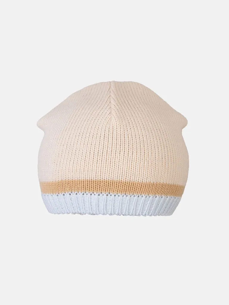 Baby Unisex 3-piece Striped Knitted Gift Box Set - Beige & Baby Blue