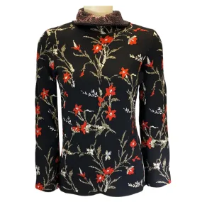 Balenciaga Black / Red 2016 Floral Wool Knit Sweater