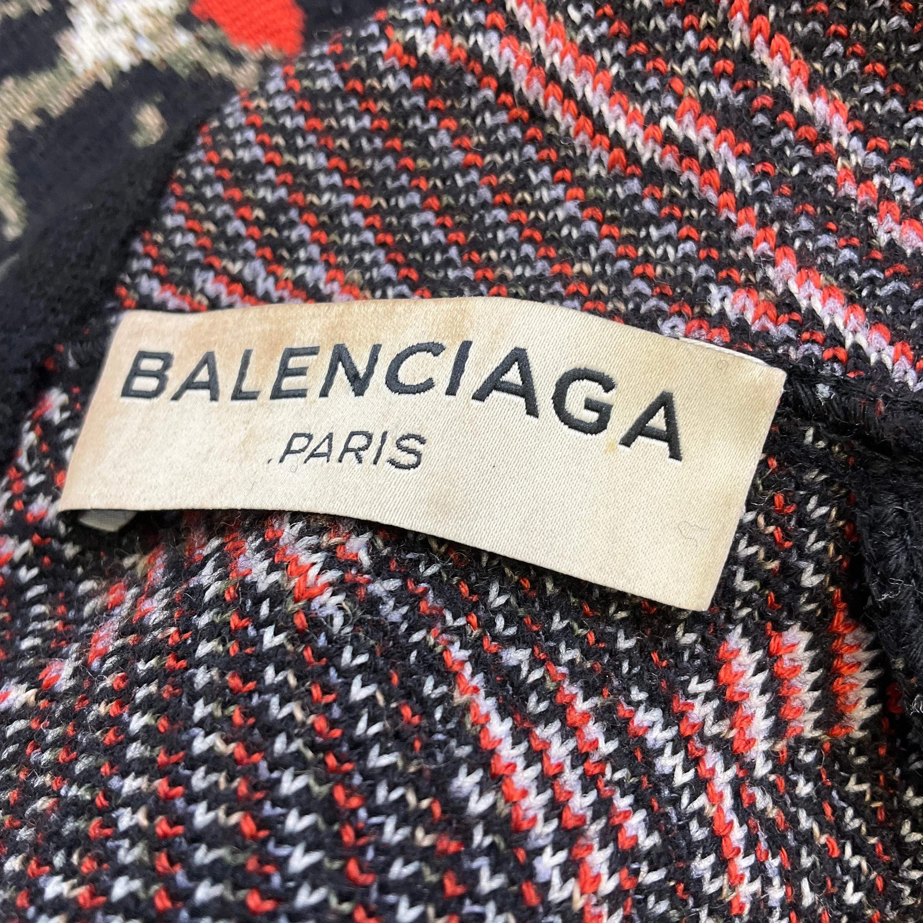 Balenciaga Black / Red 2016 Floral Wool Knit Sweater