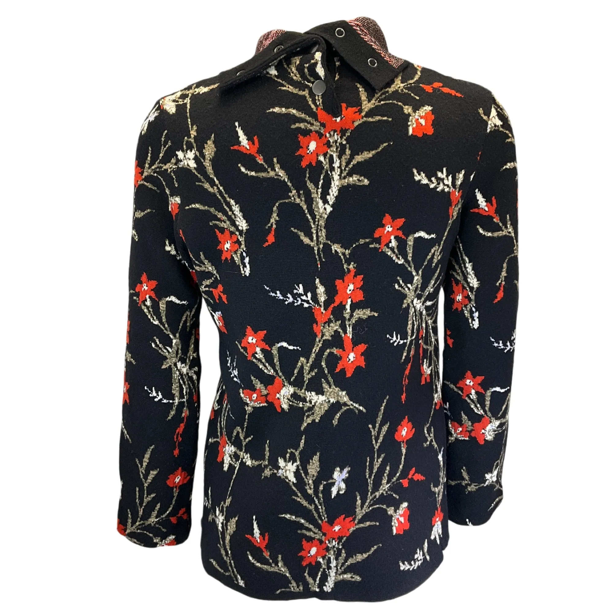 Balenciaga Black / Red 2016 Floral Wool Knit Sweater