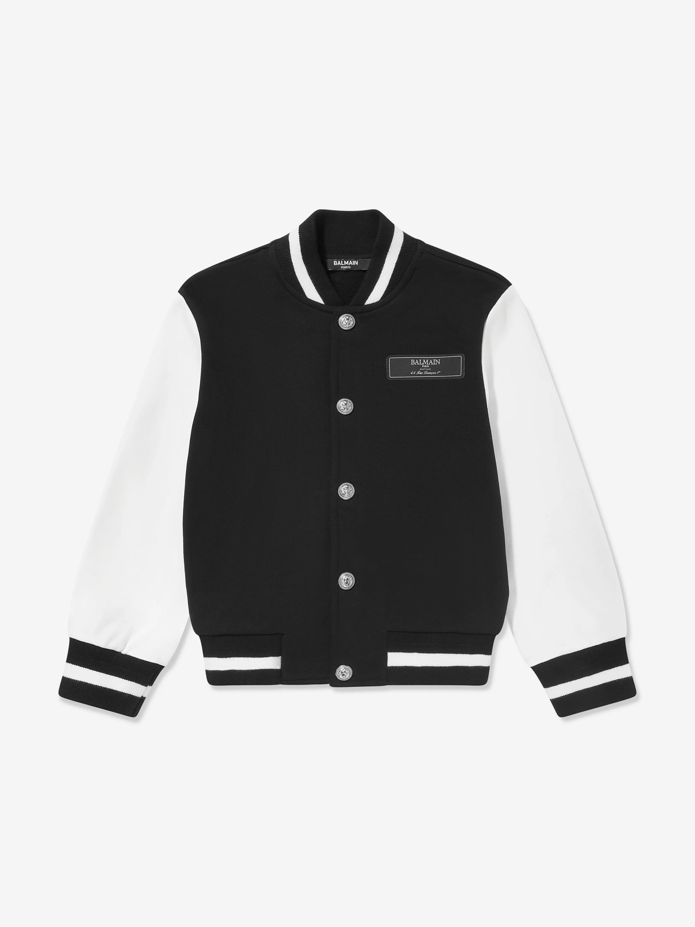 Balmain Boys Fleece Varsity Jacket in Black