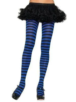 Black and Royal Blue Stripe Tights