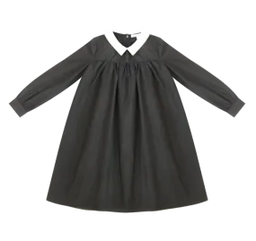 Black Collar Taffeta Dress