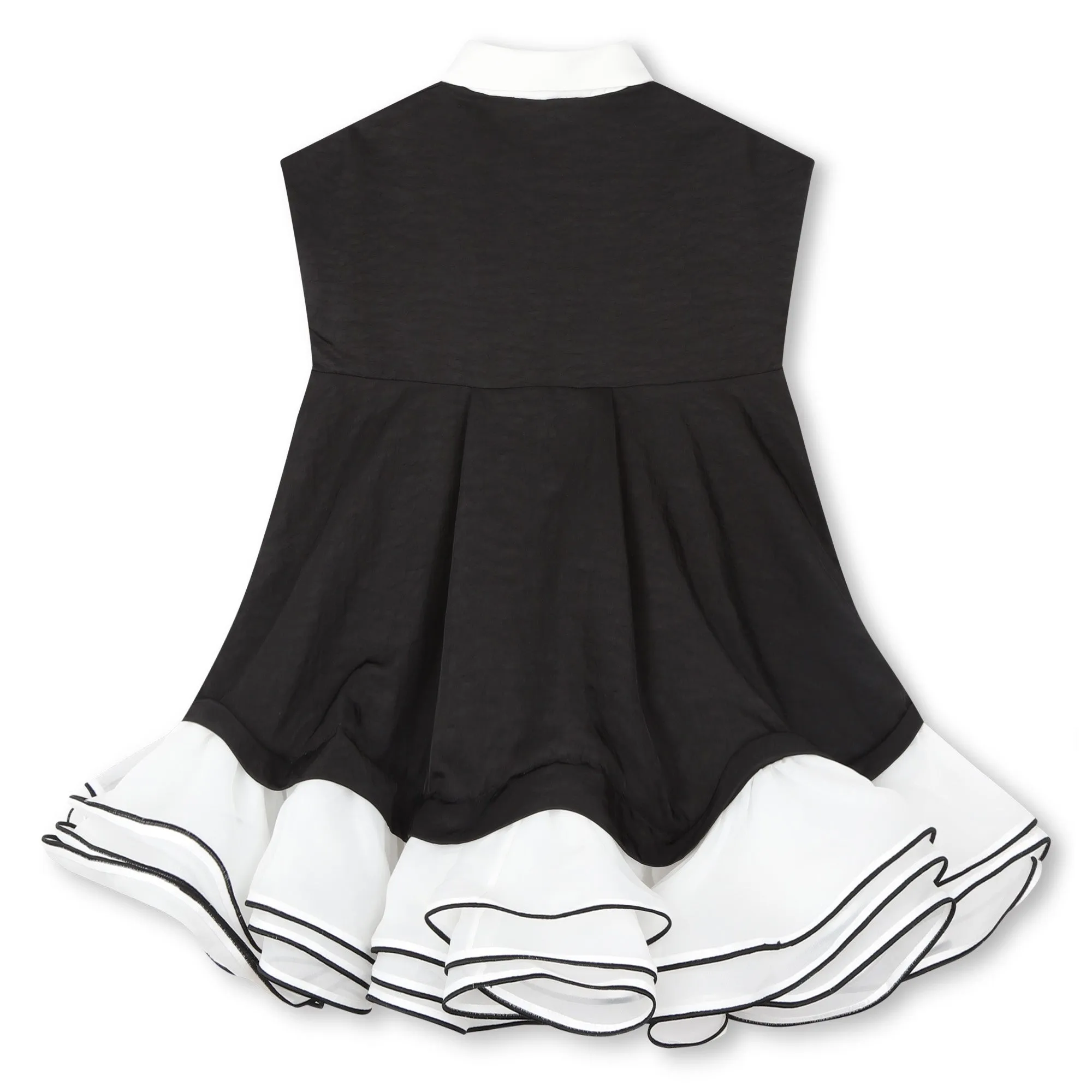 Black White Short Sleeve Collar Dress