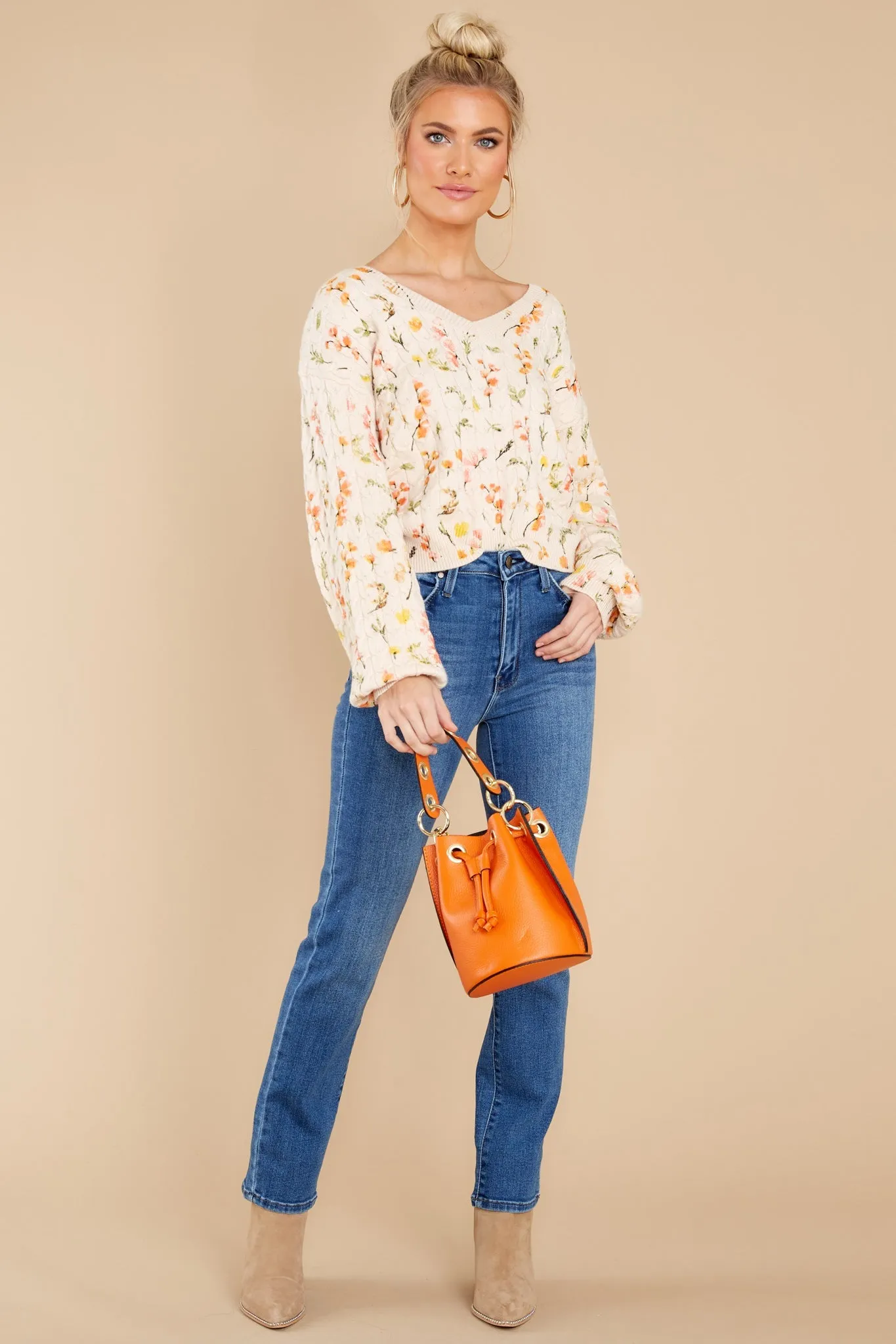 Bloom In Color Ivory Floral Sweater