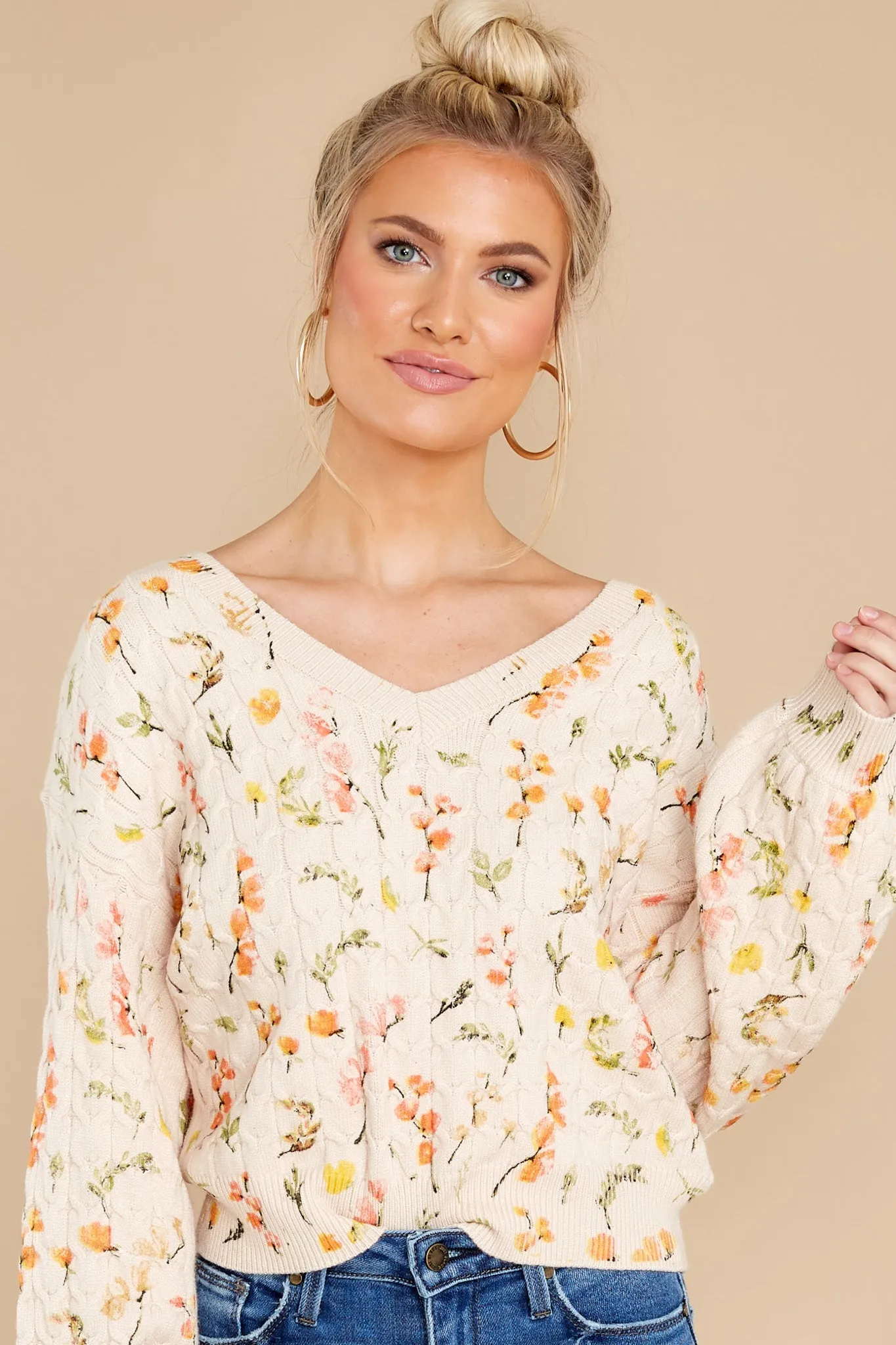 Bloom In Color Ivory Floral Sweater