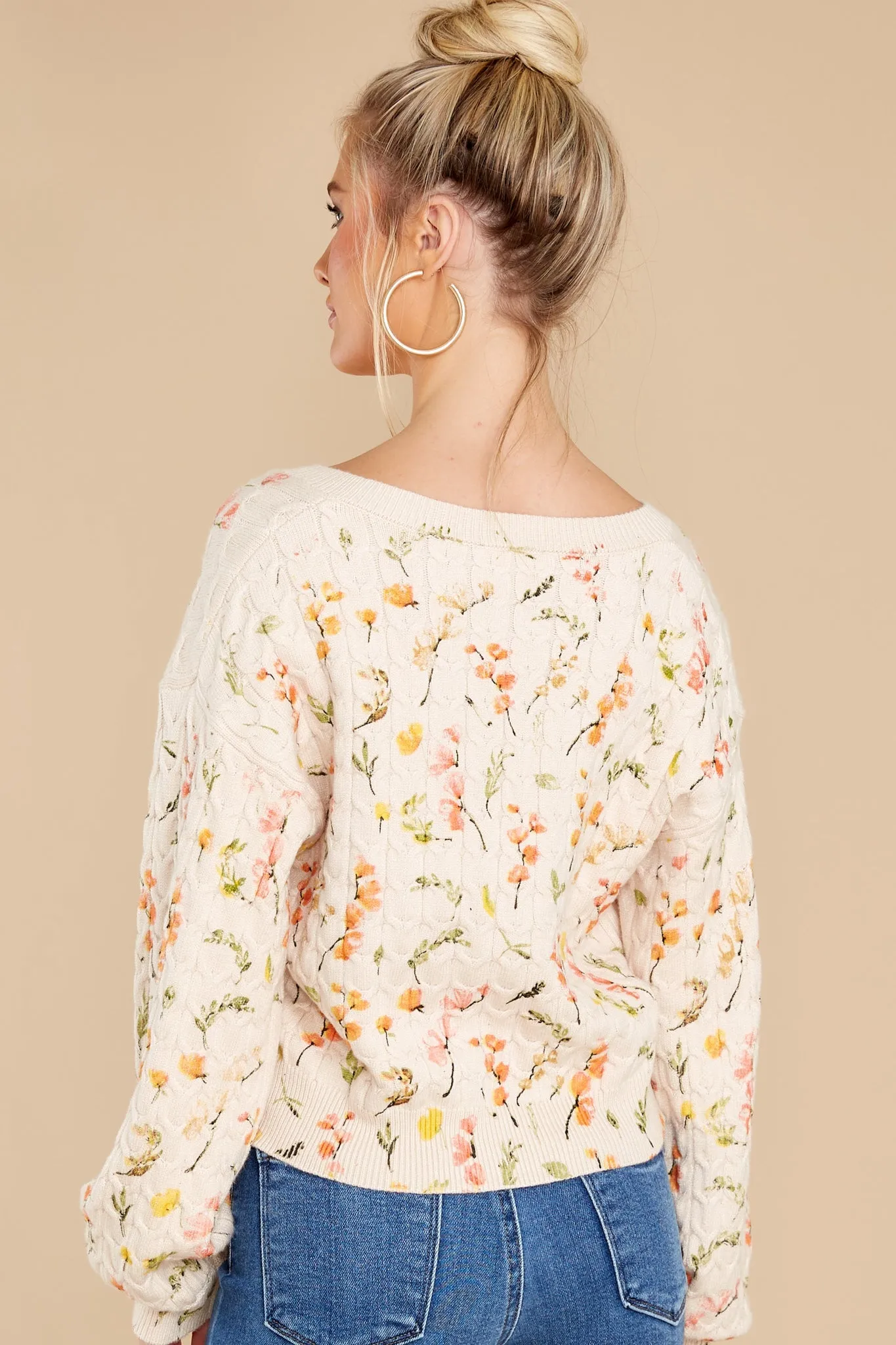 Bloom In Color Ivory Floral Sweater