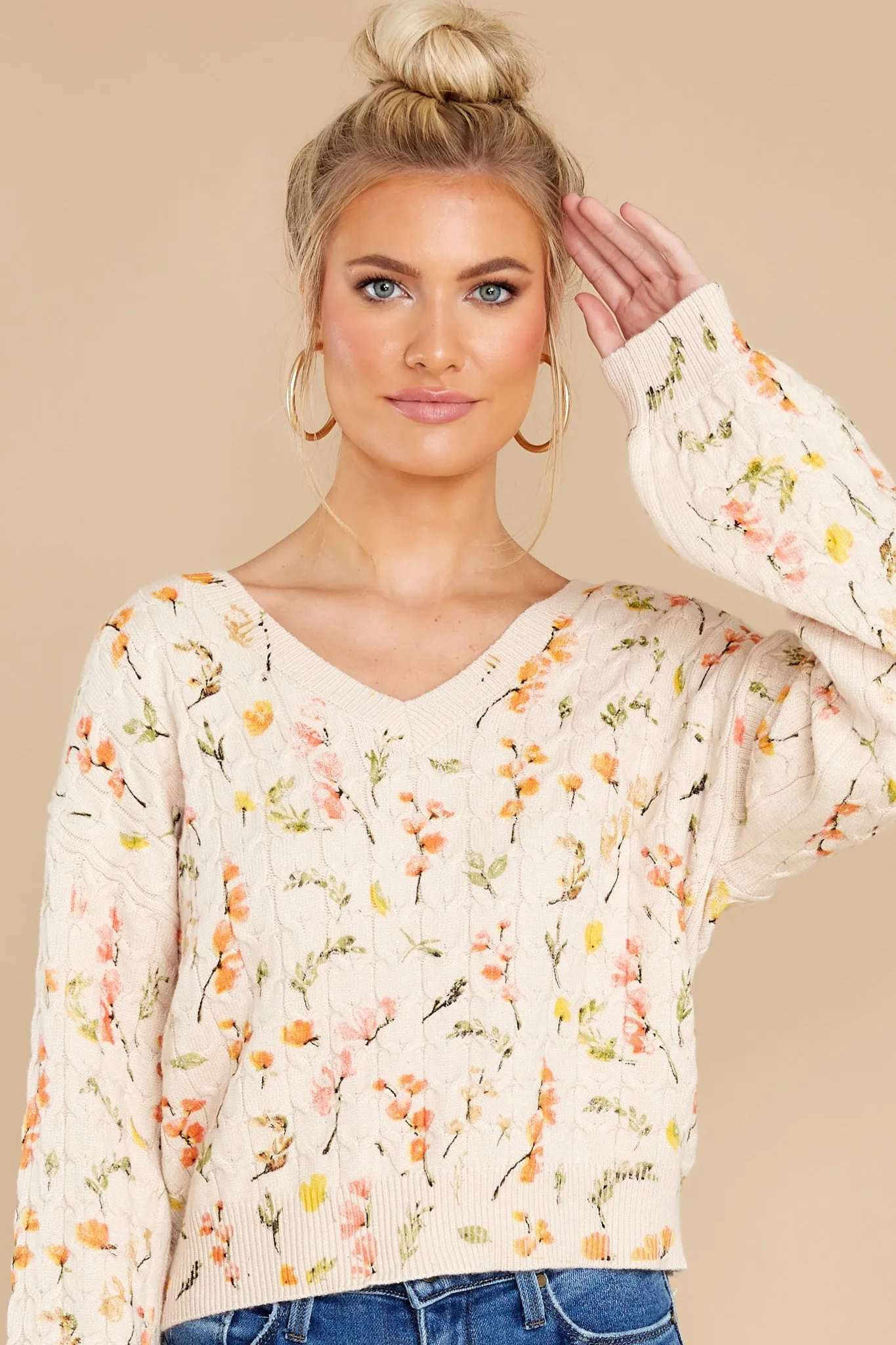 Bloom In Color Ivory Floral Sweater