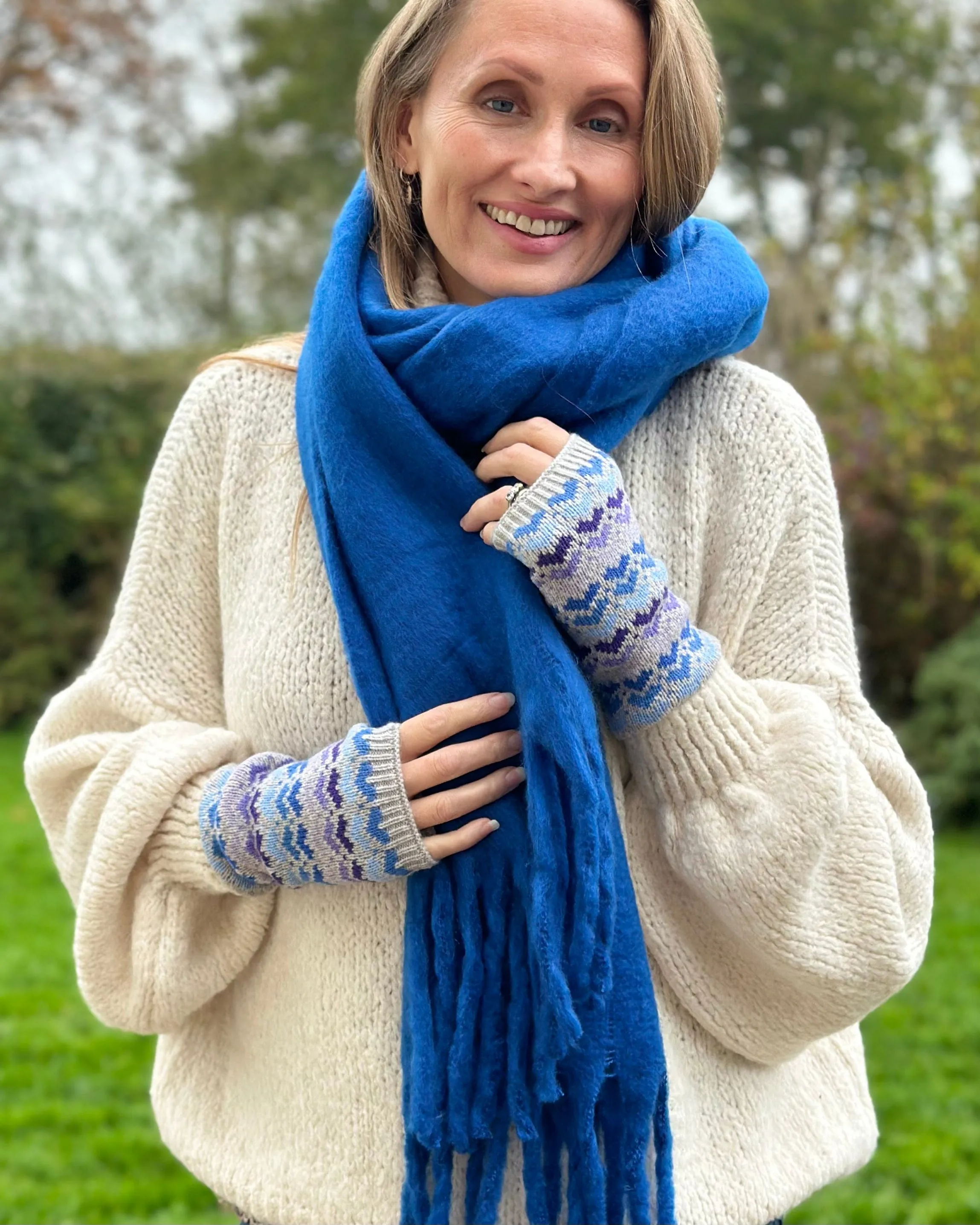 Blue Hearts Wrist Warmers