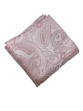 Blush Pink and Rose Gold Paisley Pocket Square