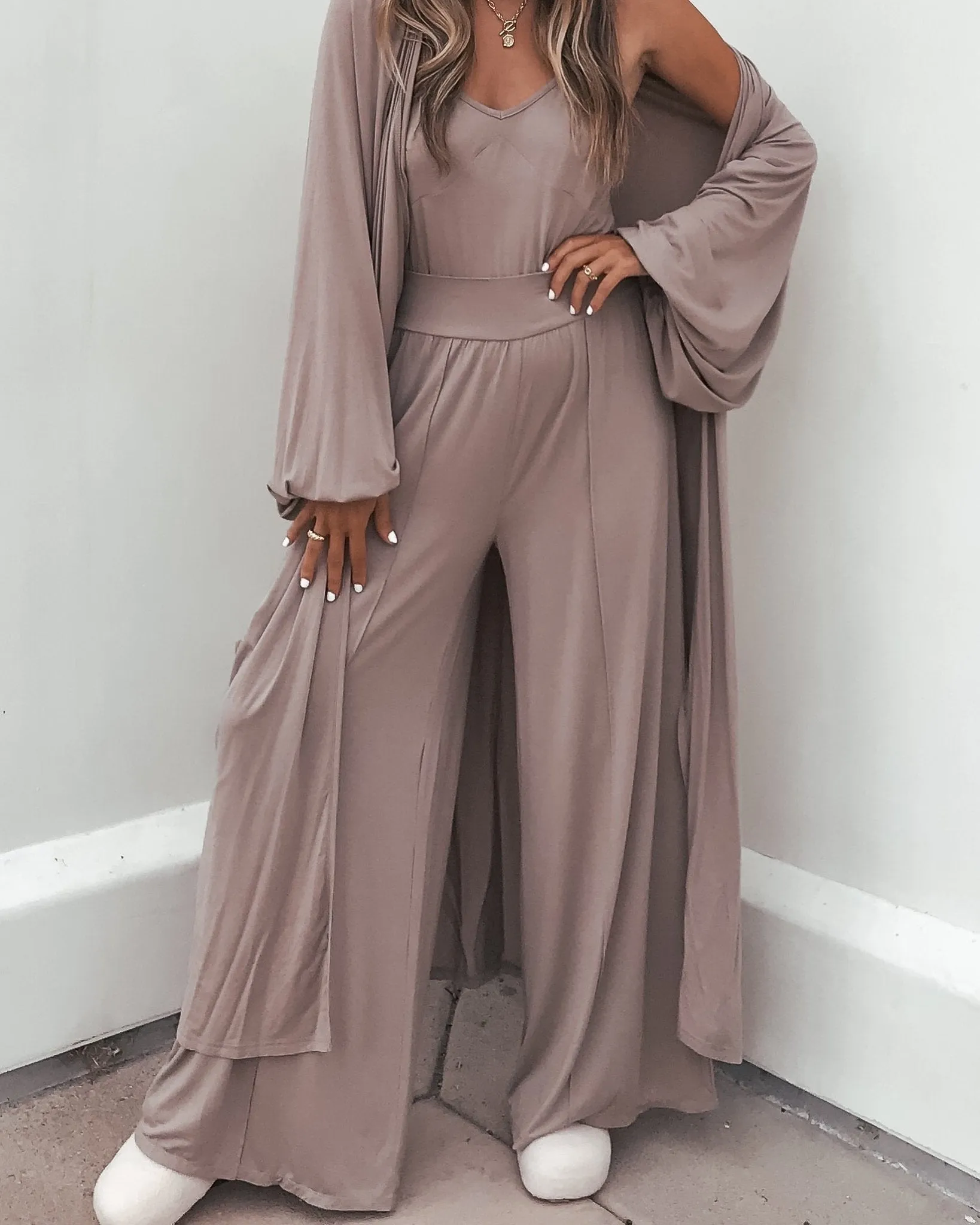 Buttery Soft Taupe Wide Leg Pants