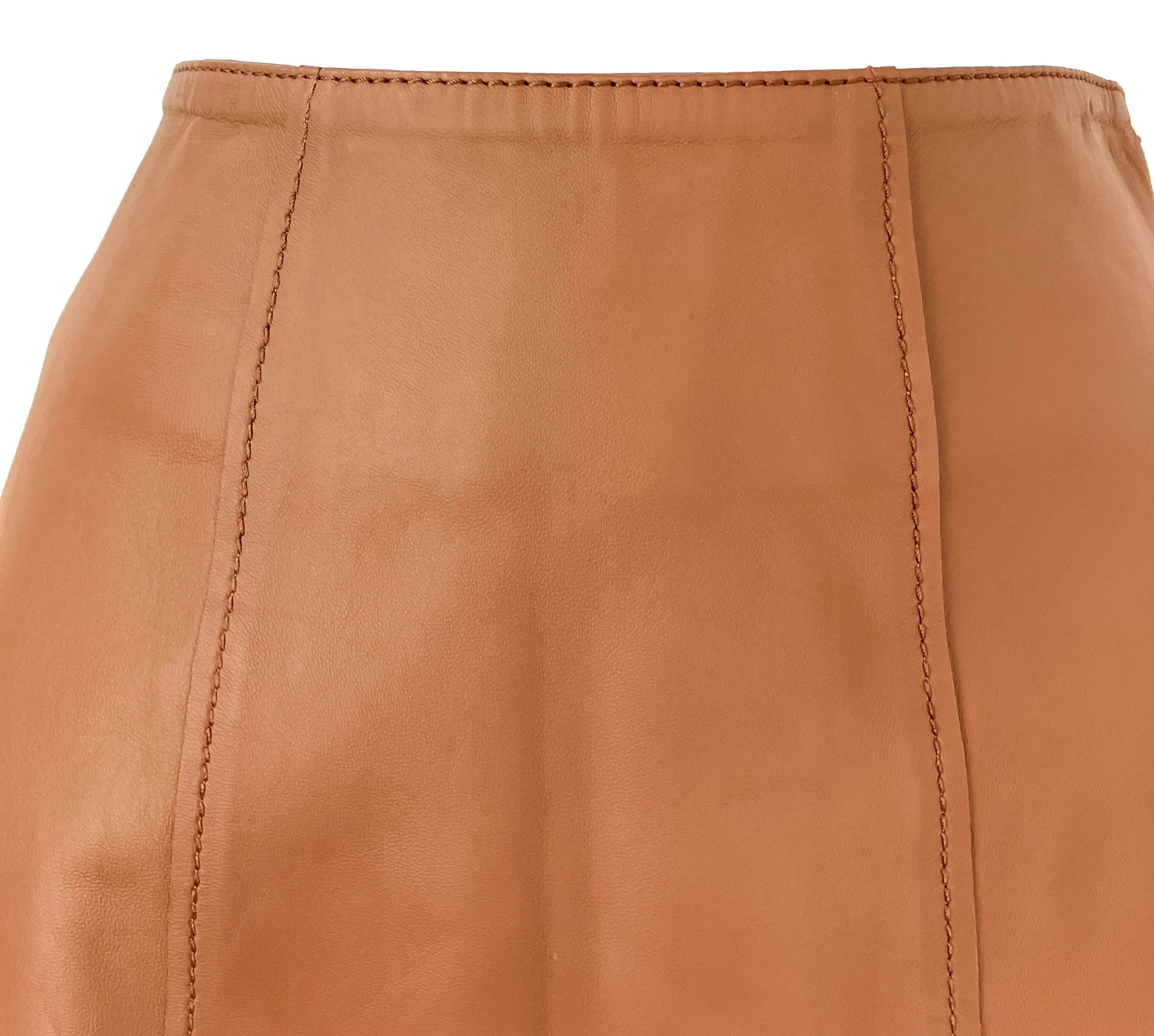 By Malene Birger Lunes Leather Midi Skirt in Dark Tan