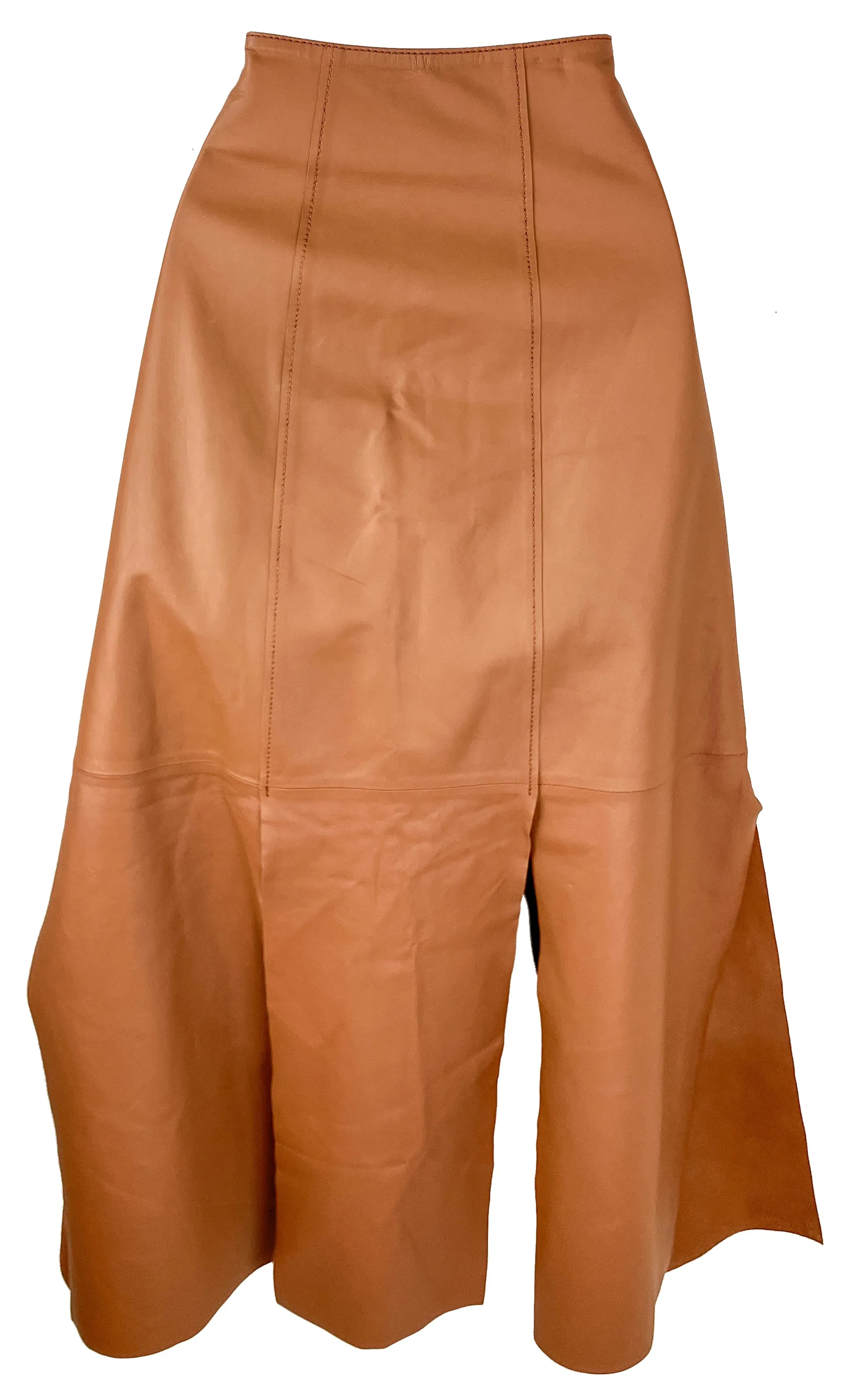 By Malene Birger Lunes Leather Midi Skirt in Dark Tan