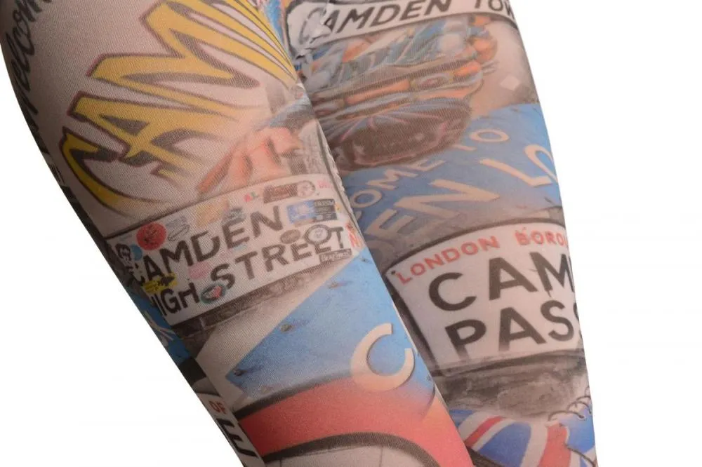 Camden Collage On White Printed Tights