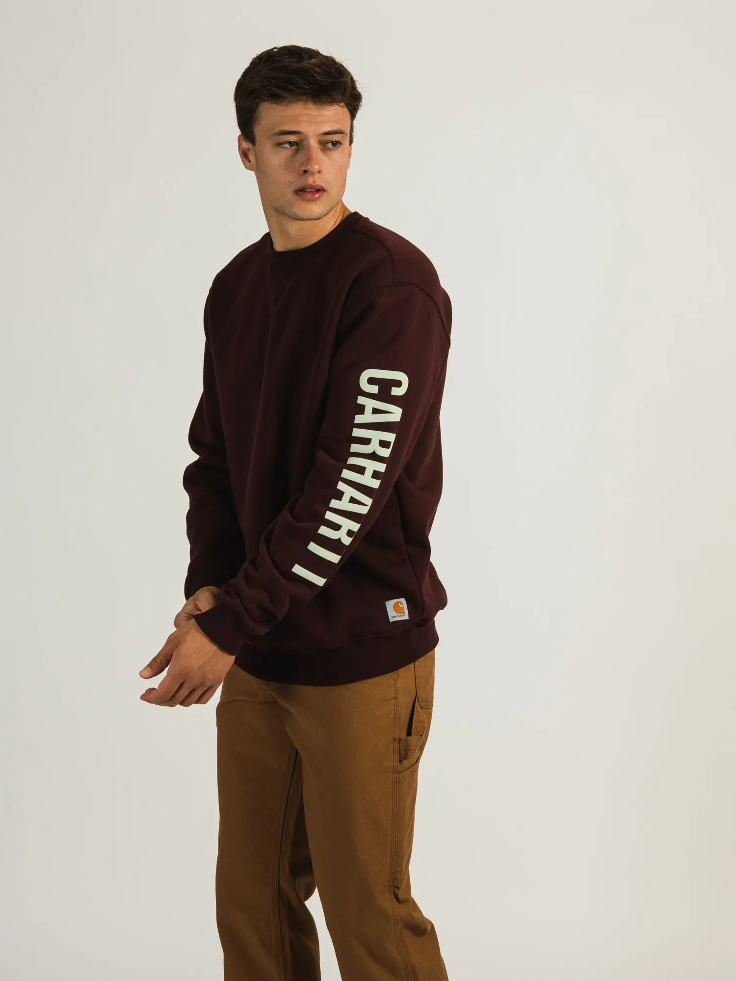 CARHARTT MIDWEIGHT CREWNECK LOGO SLEEVE  - CLEARANCE