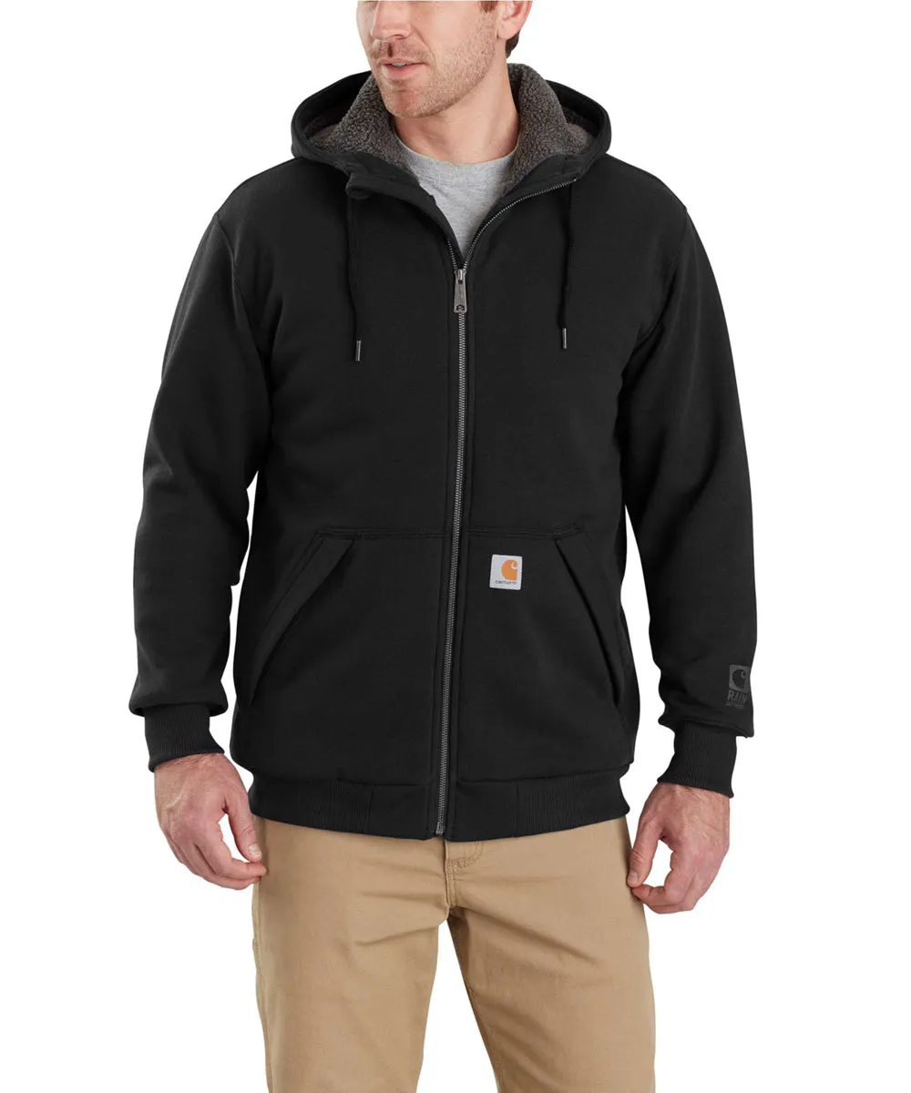 Carhartt Rain Defender Rockland Sherpa-Lined Full-Zip Hooded Sweatshirt - Black