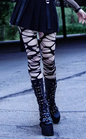 Carved Up Slashed Tights