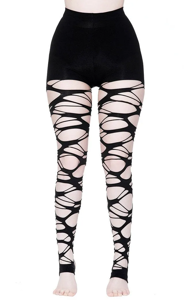 Carved Up Slashed Tights