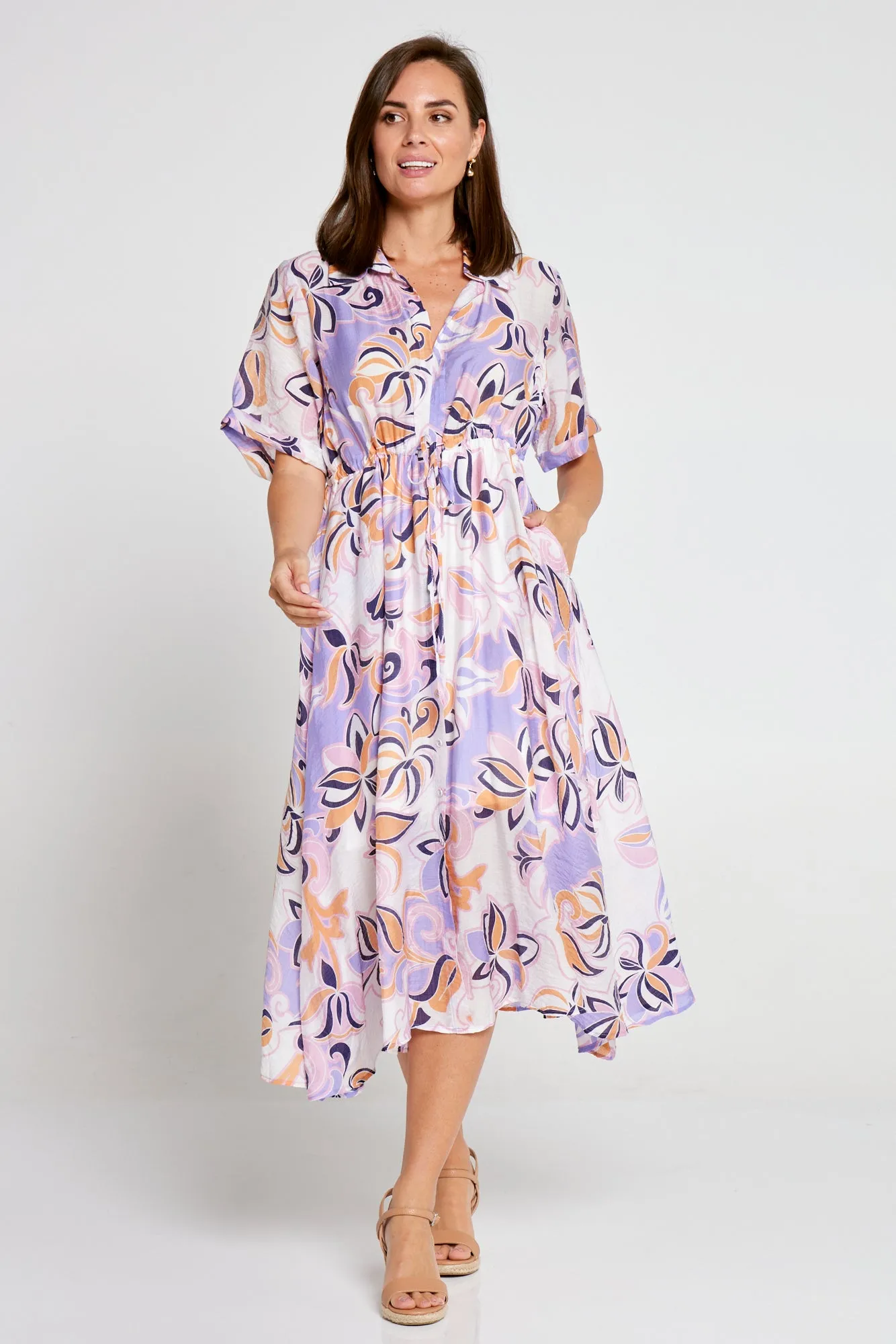 Cassara Cotton Dress - Sunset Symphony