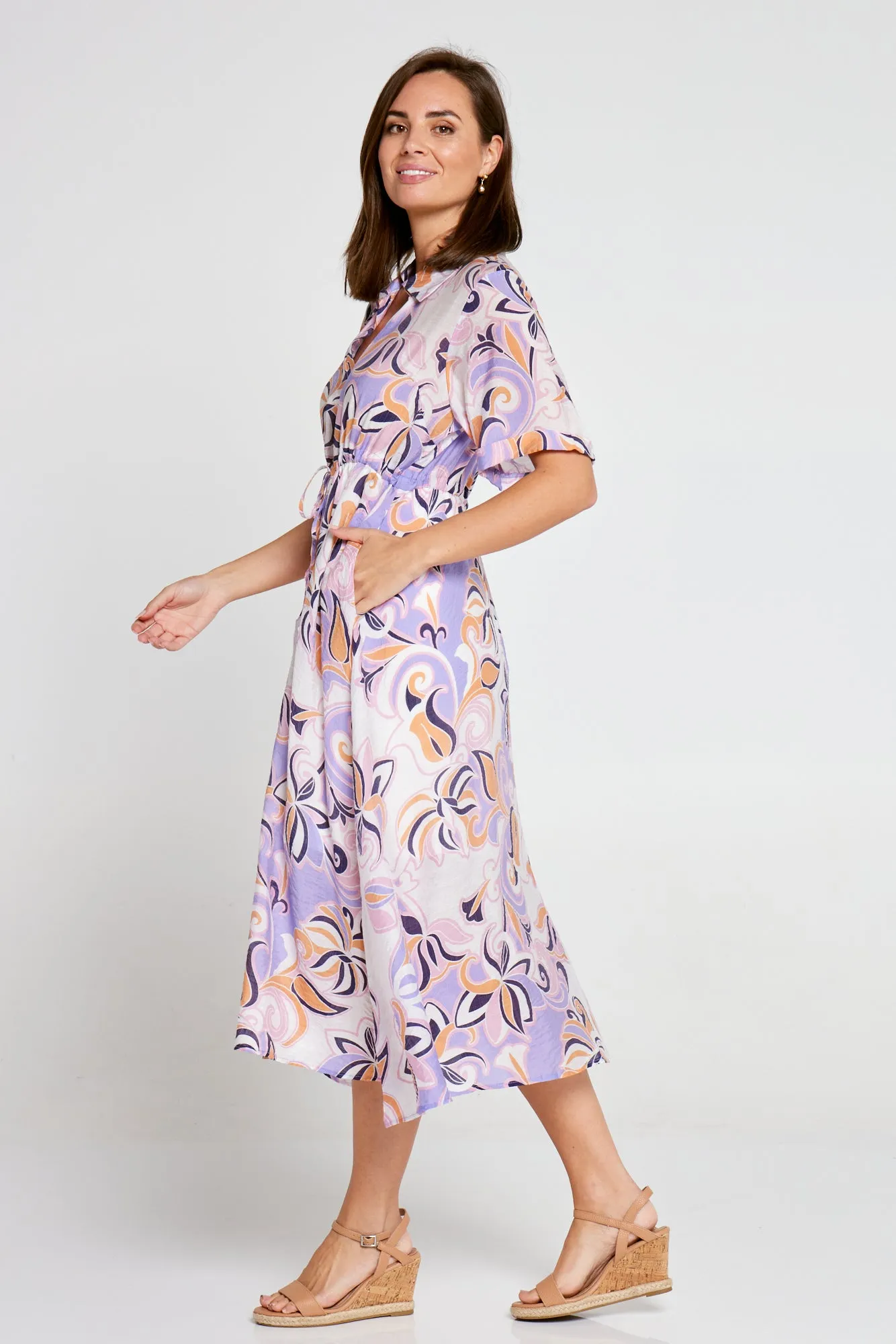 Cassara Cotton Dress - Sunset Symphony