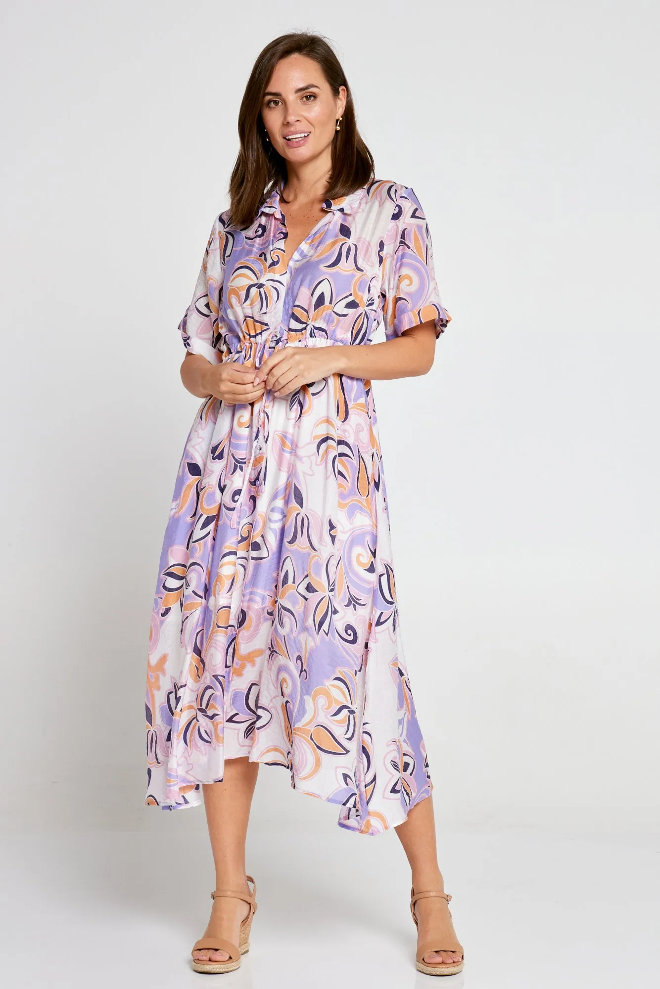 Cassara Cotton Dress - Sunset Symphony