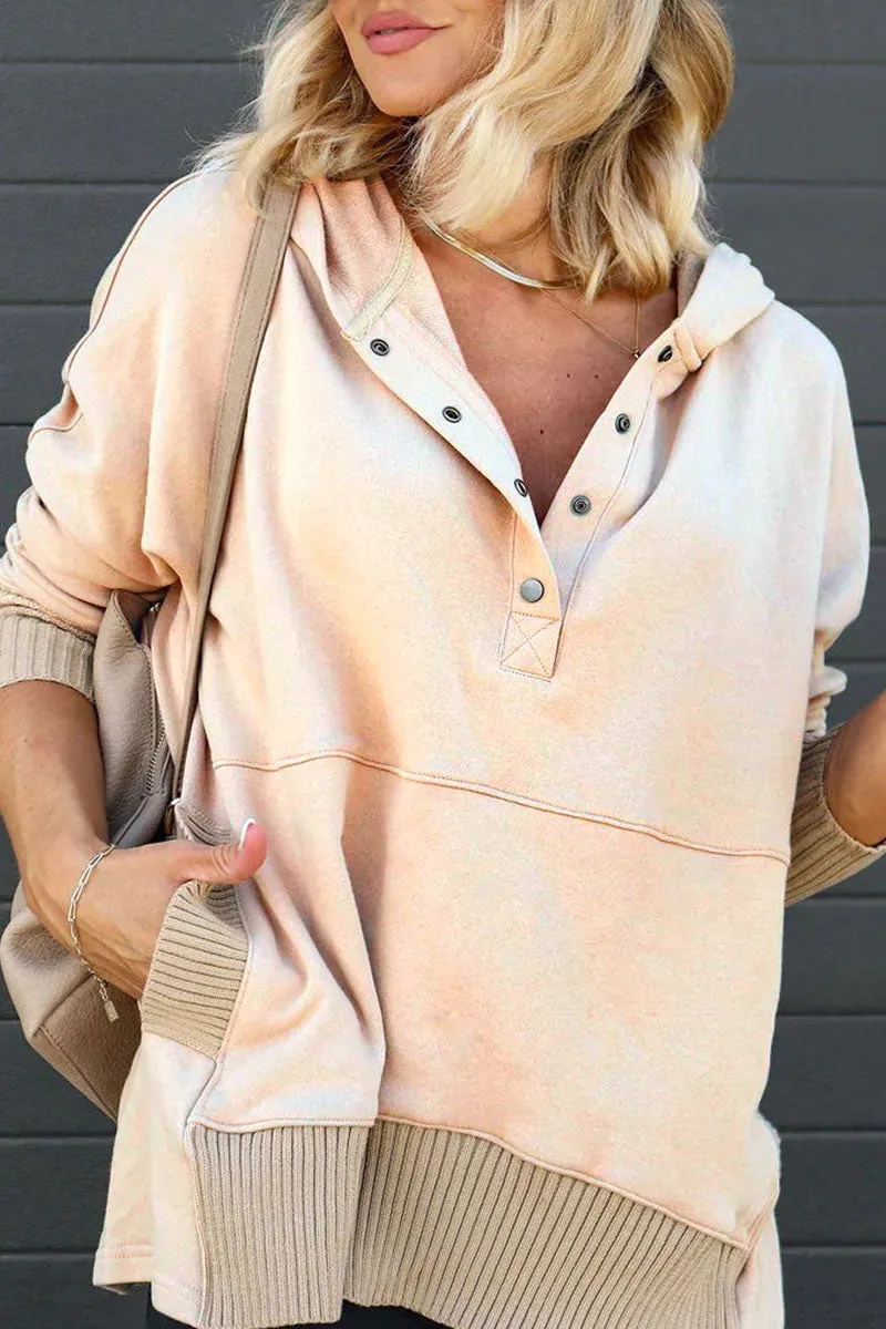 Casual Solid Pocket Buckle Hooded Collar Tops