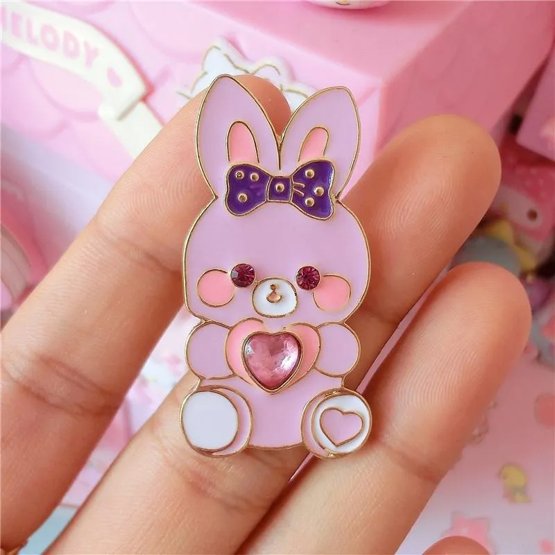 Cat & Bunny Jewelled Pins