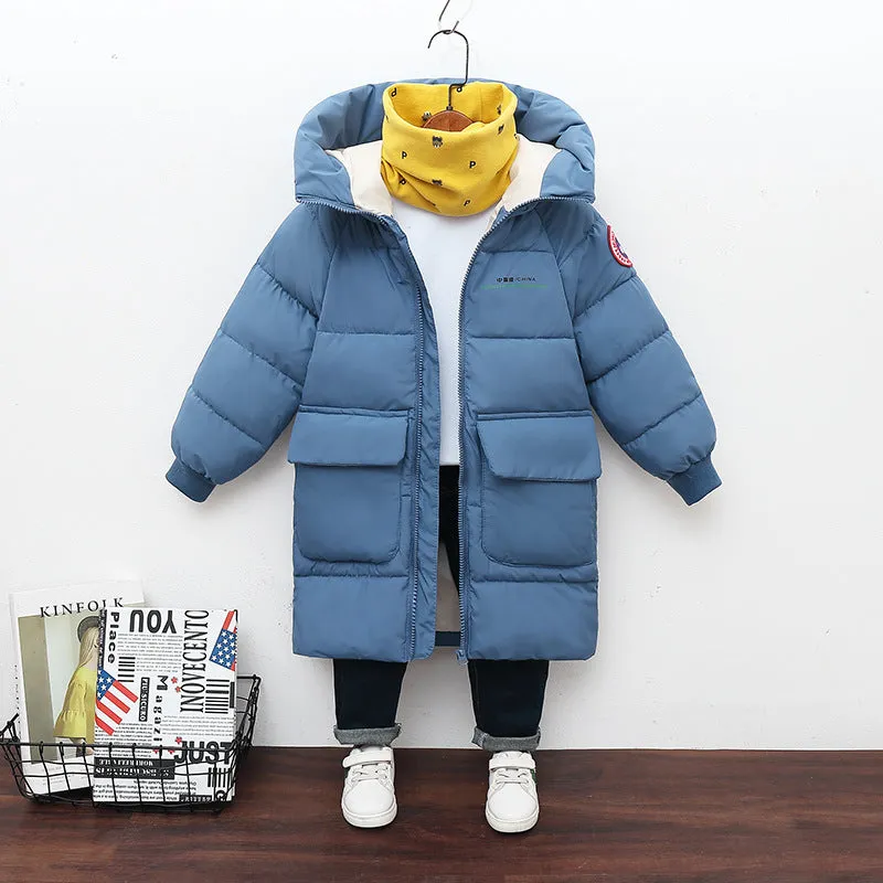 Children's cotton-padded hooded coat