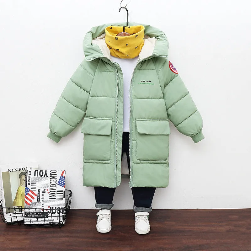 Children's cotton-padded hooded coat