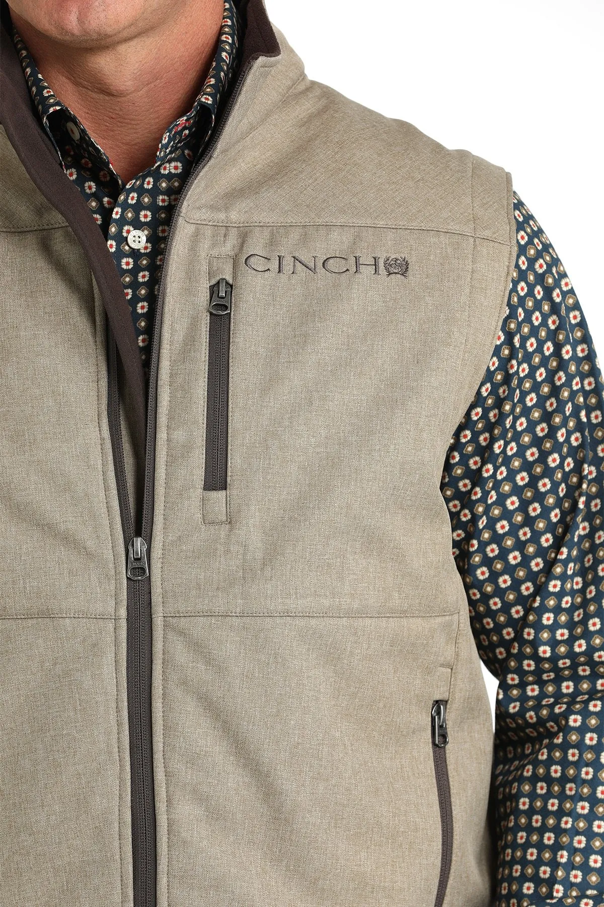 Cinch Men's Solid Concealed Carry Bonded Vest in Stone Gray