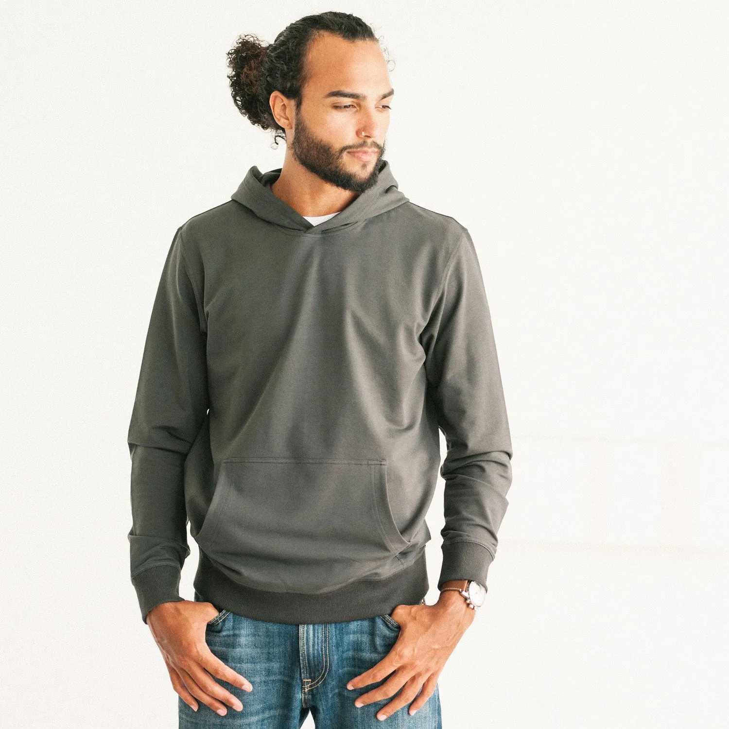 Classic Hoodie –  Slate Gray Cotton Terry