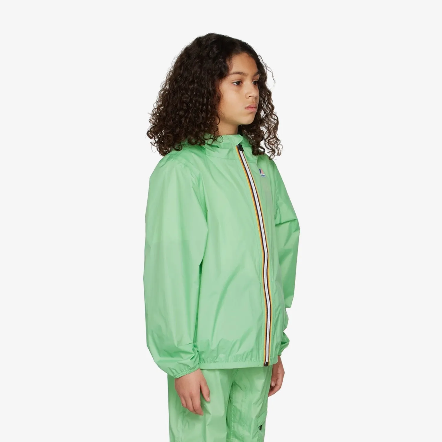 Claude - Kids Packable Full Zip Rain Jacket in Green Zeph